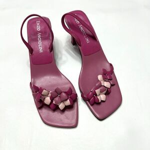 Enzo Angiolini Sandals y2k Hot Pink Slingback VTG 2000 Floral Embellished Sz 9 M